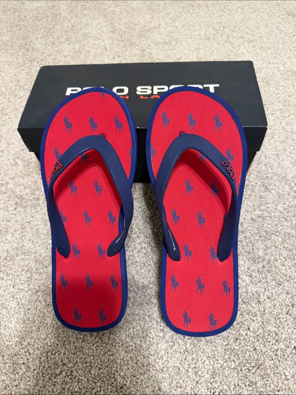 Polo by Ralph Lauren Red & Navy Logo Flip Flops